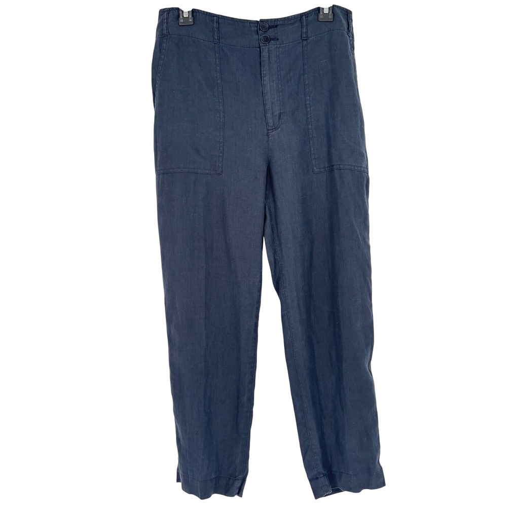 Lauren Ralph Lauren Linen Pants Navy Blue Crop Straight Leg Womens 6 Lightweight